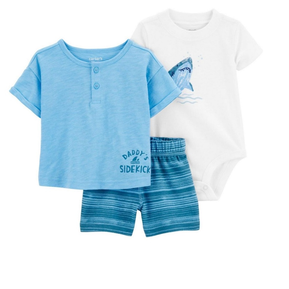 NWT Carter's Child of Mine IB 3pc Newborn Outfit Set - Blue Shark